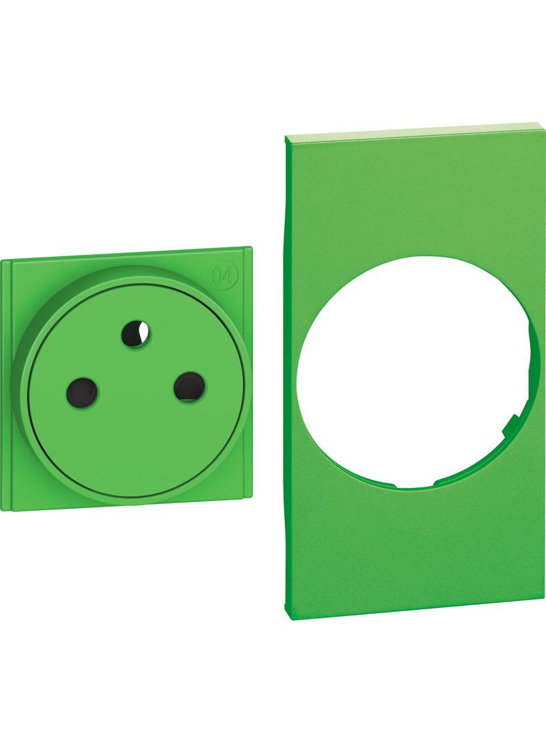 LIVING NOW - PLAKIETKA GNIAZDA PŁASKIEGO 2P+Z - 2 MODUŁY - ZIELONA, Bticino