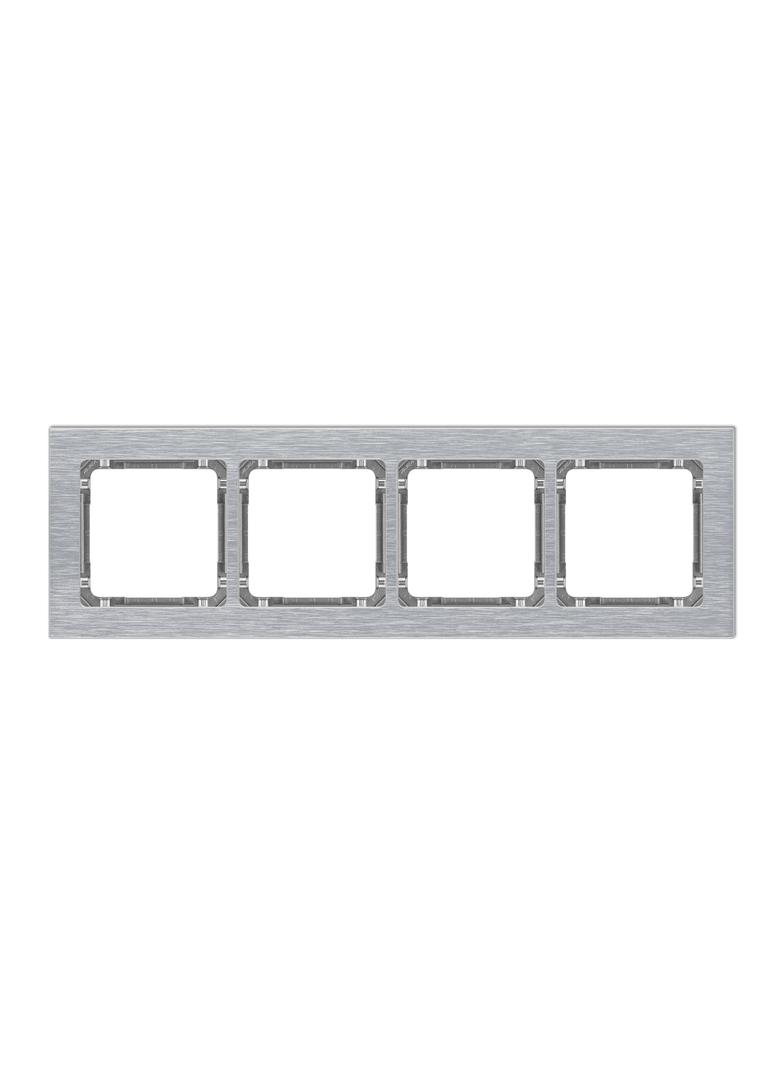 DECO Ramka uniwersalna poczwórna - aluminium szczotkowane (ramka: srebrna; spód: grafitowy) srebrny