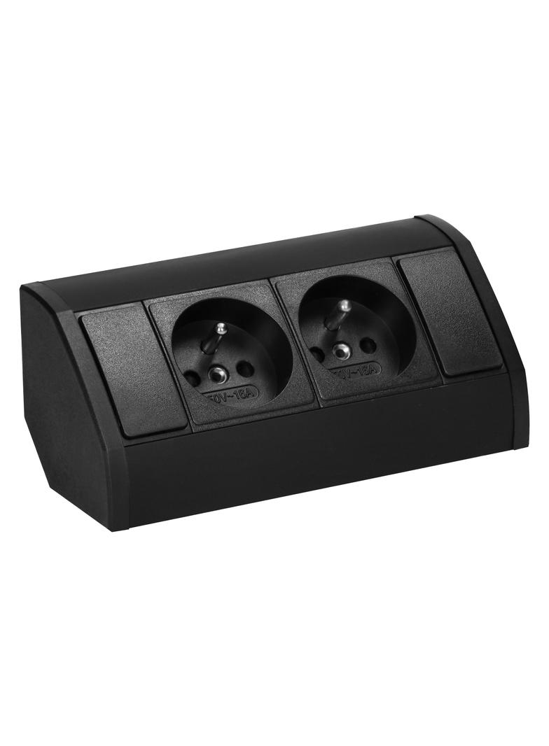 Gniazdo meblowe narożne z bolcem 2x2P+Z czarne kuchnia OR-GM-9005/B ORNO