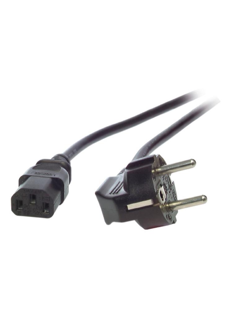 Kabel zasilający Schuko 90° - C13 180° 3m czarny