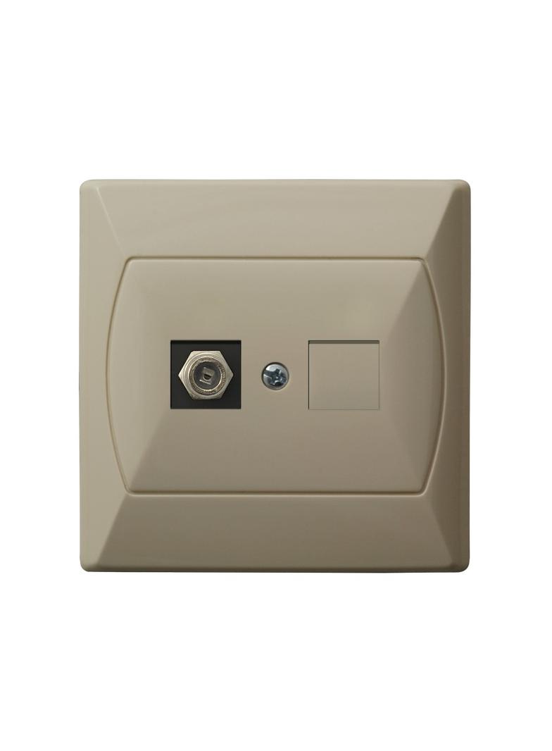 AKCENT Gniazdo antenowe typu F pojedyncze - kolor beżowy