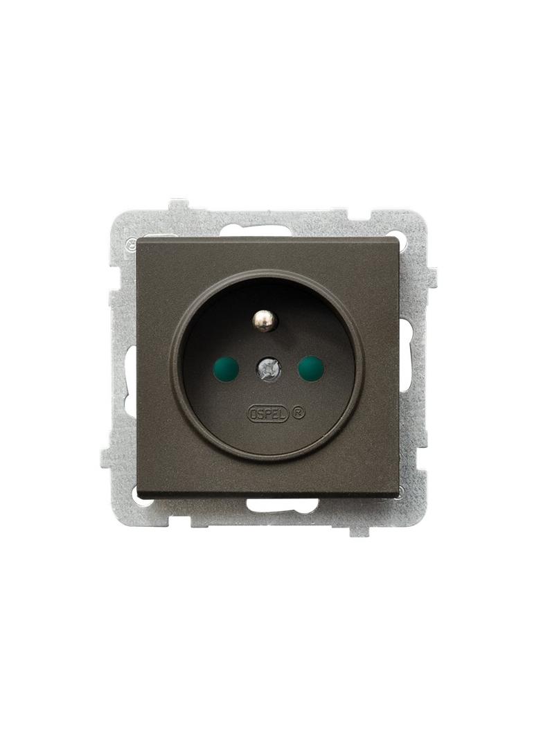 SONATA Gniazdo pojedyncze z uziemieniem z przesłonami torów prądowych - kolor czekoladowy metalik