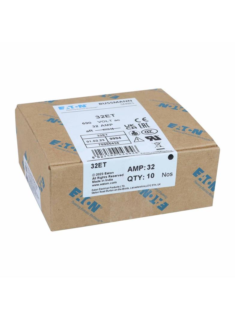 32AMP 690V IEC AC BS88 HIGH SPEED FUSE Wkładka szybka 32A AC 690V DC 500V BS88 19x77 mm a 32ET EATON