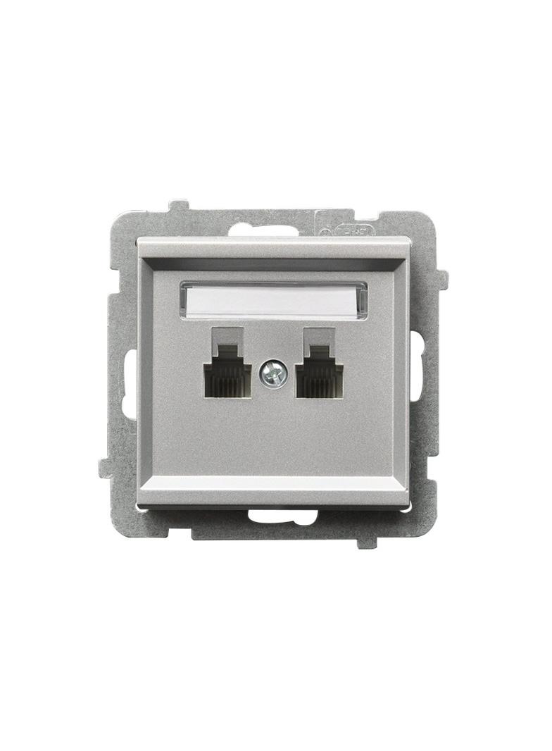 SONATA Gniazdo telefoniczne podwójne niezależne - kolor srebro mat