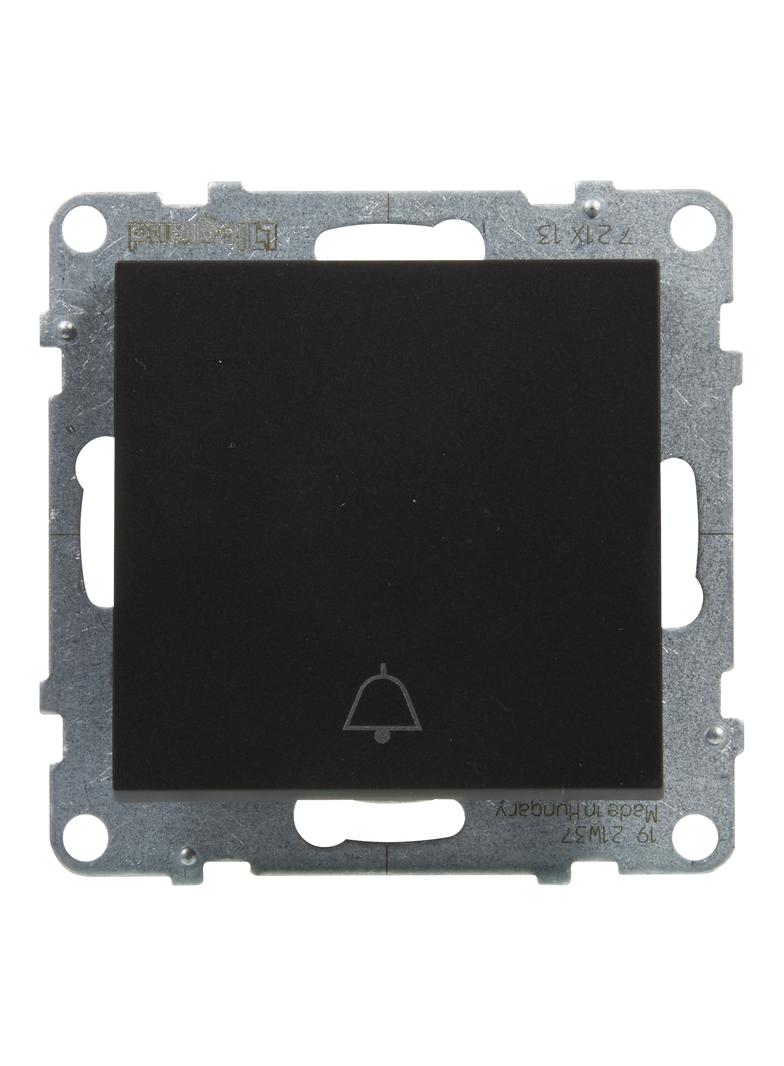 SUNO - Przycisk pojedynczy z symbolem dzwonka - 6 A - 250 V~ - zaciski automatyczne, Czarny, Legrand