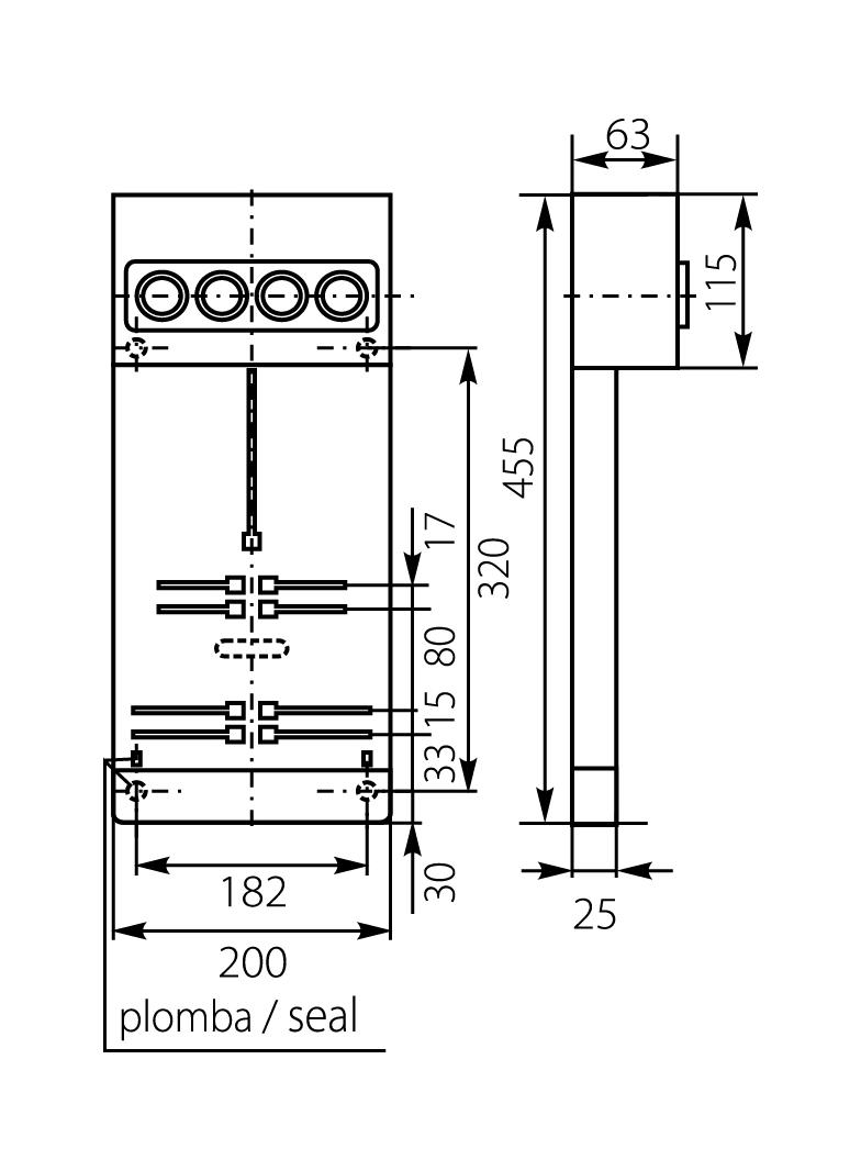 Tablica licznikowa TL-1F/3F-4X25A 10.8 OPATÓWEK