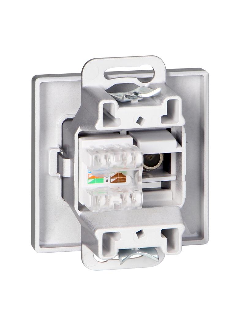 Gniazdo pojed. typu F + Gniazdo 1xRJ45 Cat6 Pearl, TV/F+RJ45/P, antracyt OR-OE-7718/A ORNO