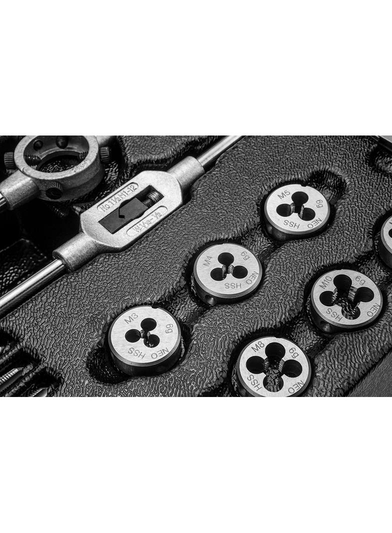 Narzynki i gwintowniki, zestaw 31 szt., wkładka