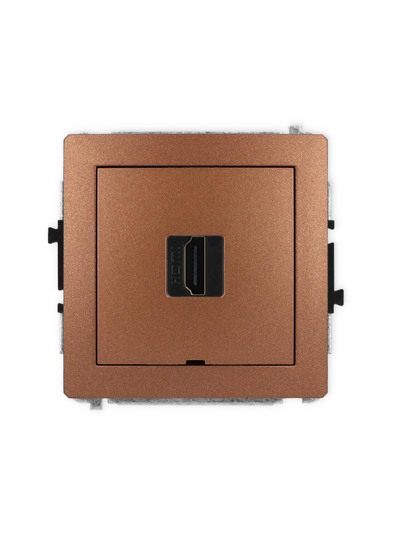 DECO Mechanizm gniazda pojedynczego HDMI 2.0, bez pola opisowego brązowy metalik