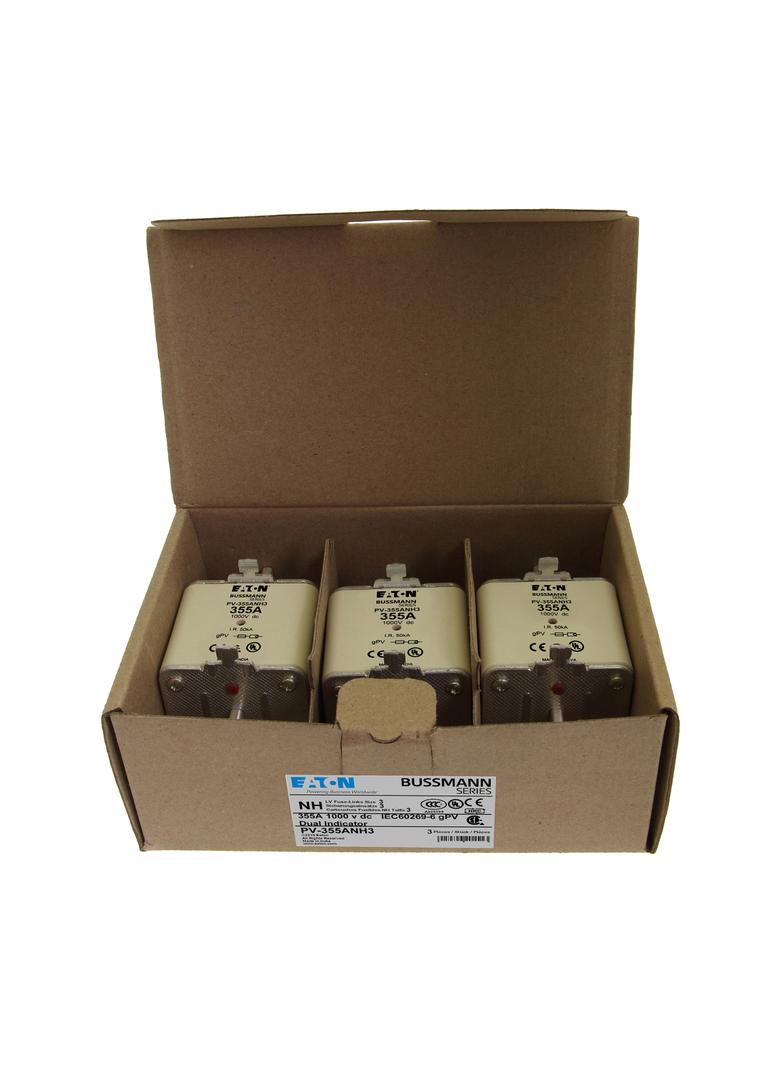 PV-355ANH3 Wkładka PV NH 355A 1000V DC PV rozmiar 3 podwójny wskaźnik PV-355ANH3 EATON