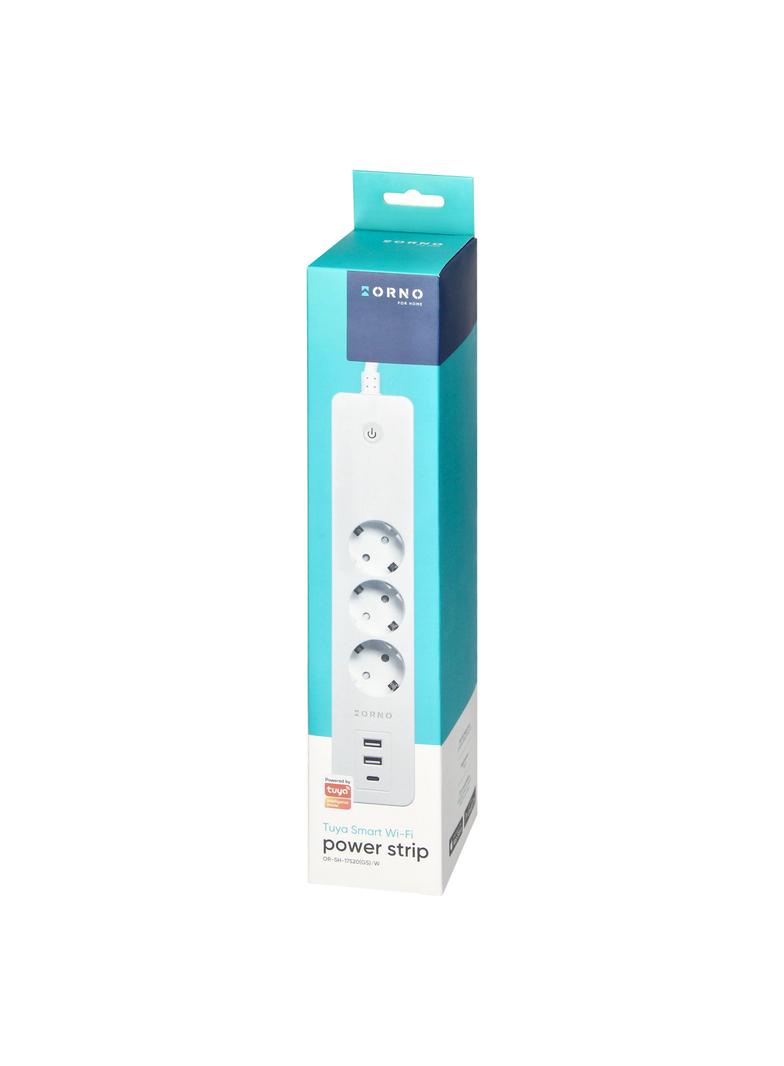 Przedłużacz z 3 gniazdami Schuko z uziemieniem i wyłącznikiem 2xUSB, Tuya Smart Wi-Fi, biały