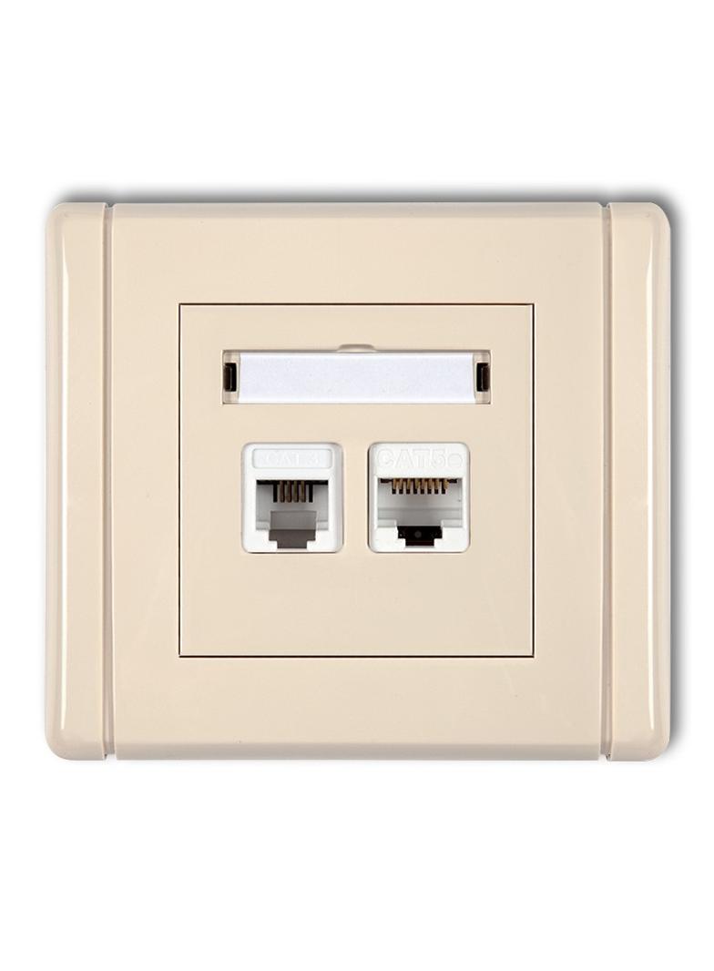 FLEXI Gniazdo telefoniczne pojedyncze 1xRJ11 + komputerowe pojedyncze 1xRJ45, kat. 5e, 8-stykowe, be