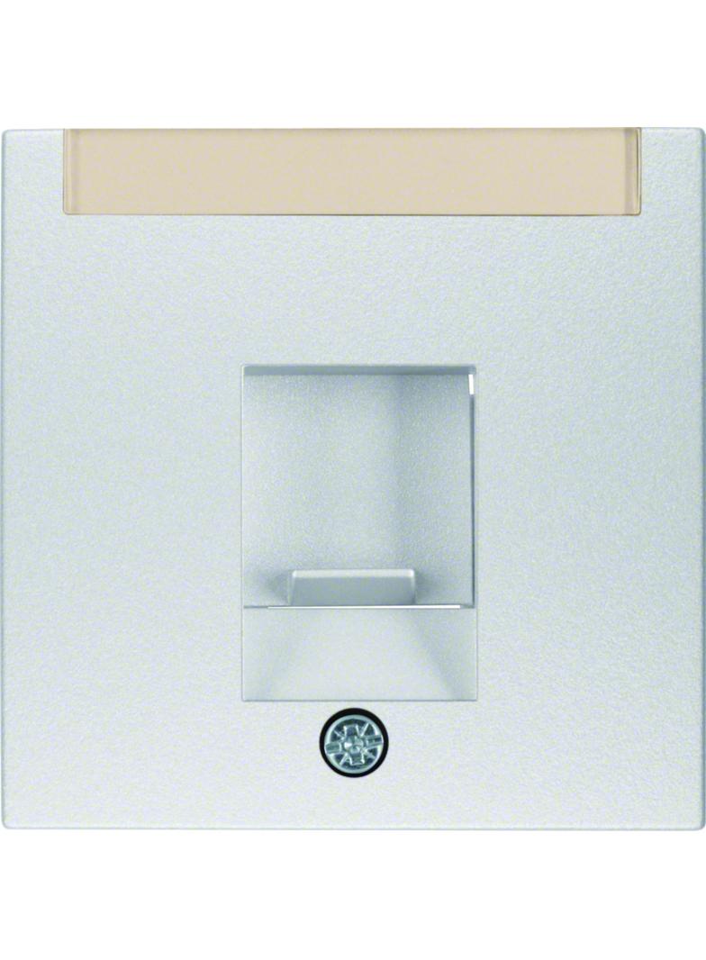 BERKER B.Kwadrat/B.7 Płytka czołowa pojedyncza zasuwa chroniące przed kurzem pole opisowe aluminium