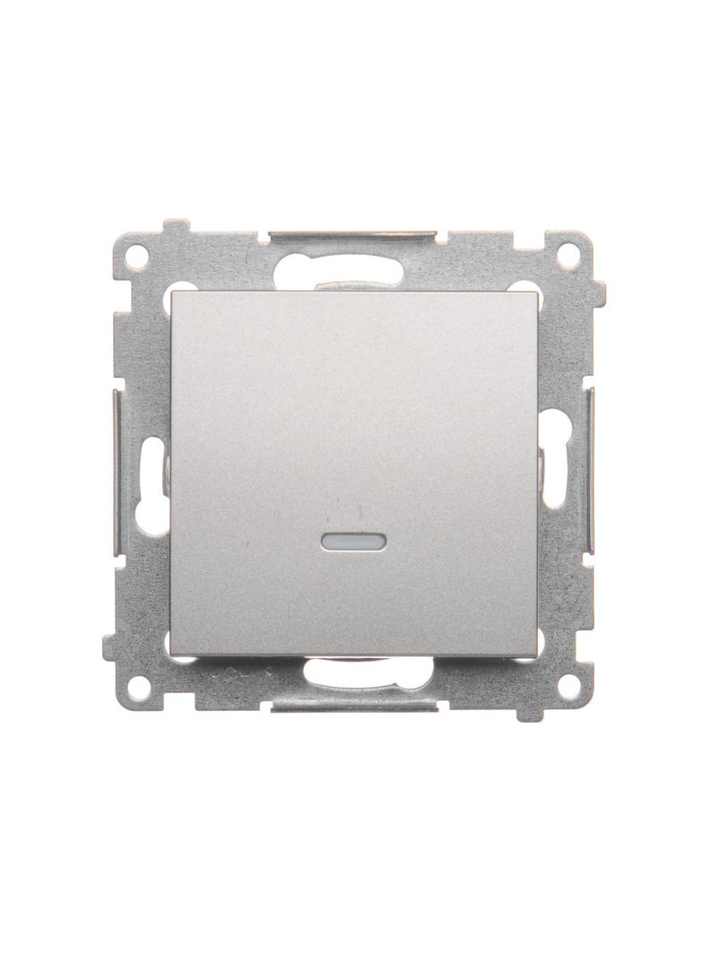 Simon 54 Łącznik schodowy z podświetleniem LED bez piktogramu 10A 250V szybkozłączka srebrny mat DW6L.01/X/43 KONTAKT