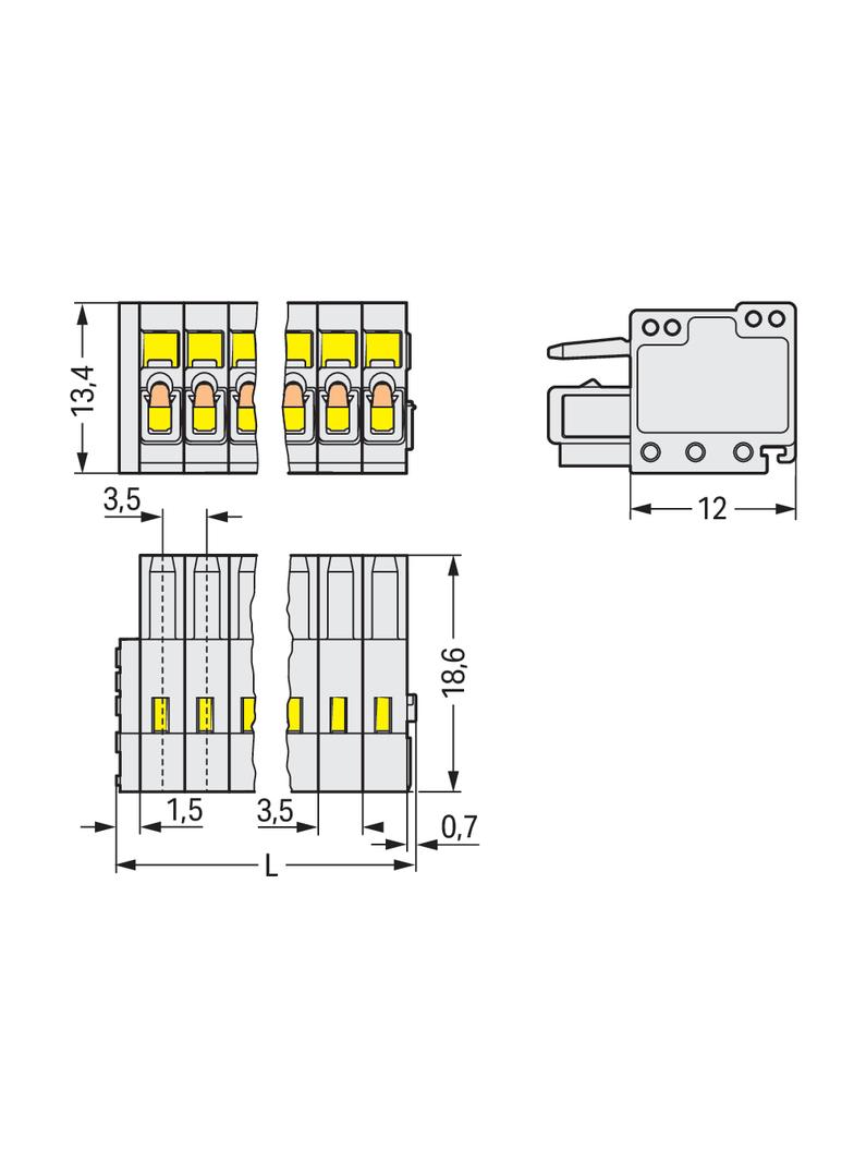 MCS-MINI Classic gniazdo 24-bieg. j-szare raster 3,5 mm /25szt./ WAGO