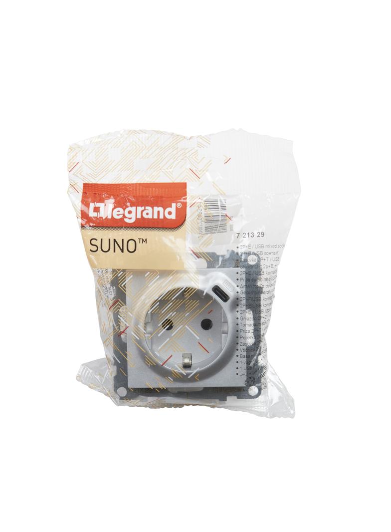 Suno Gniazdo Pojedyncze Z Uziemieniem Schuko 2P+Z 16A 250 V + Usb Typ C 1,5A 5 V Aluminium 721329 LEGRAND