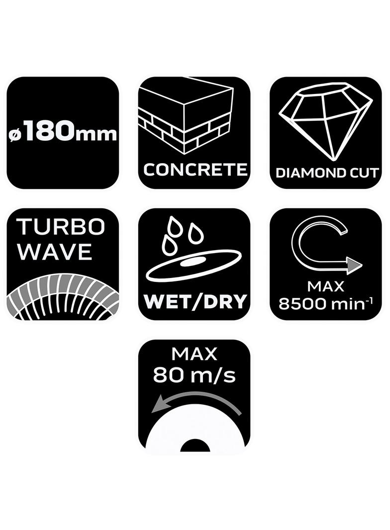 Tarcza diamentowa 180 x 22.2 mm, turbo wave
