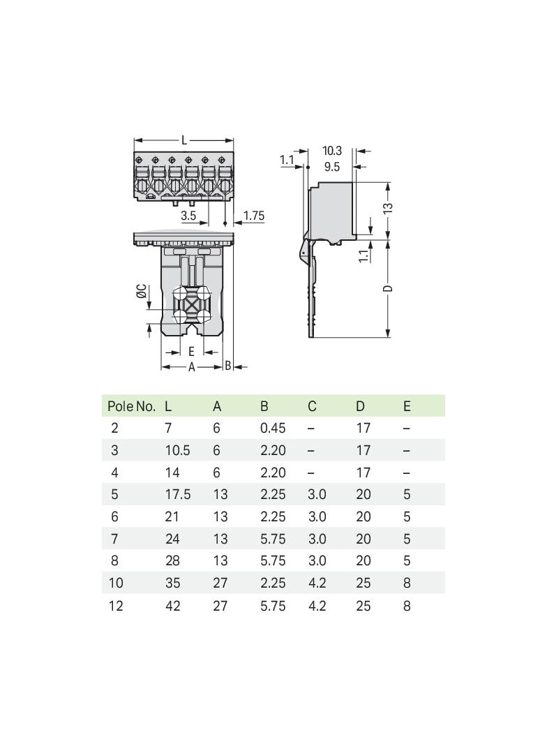 Gniazdo picoMAX proste 1‑przewodowe 2091‑1102/002‑1000 /100szt./ WAGO