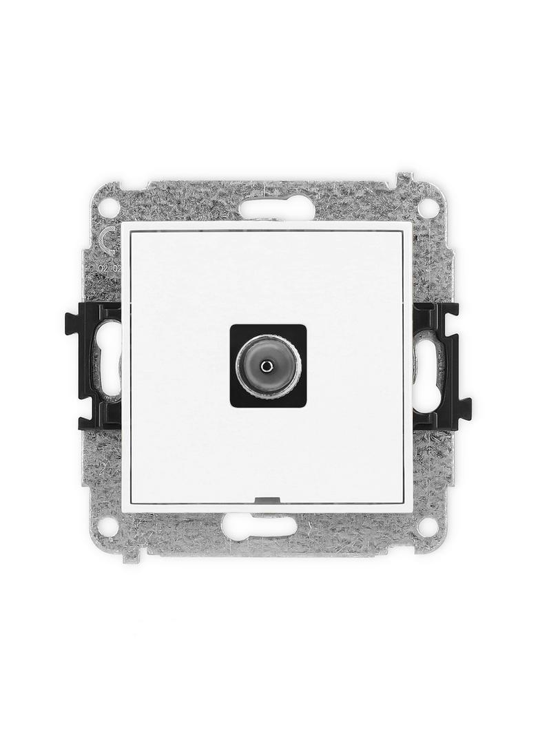 MINI Mechanizm gniazda antenowego pojedynczego TV, bez pola opisowego biały mat