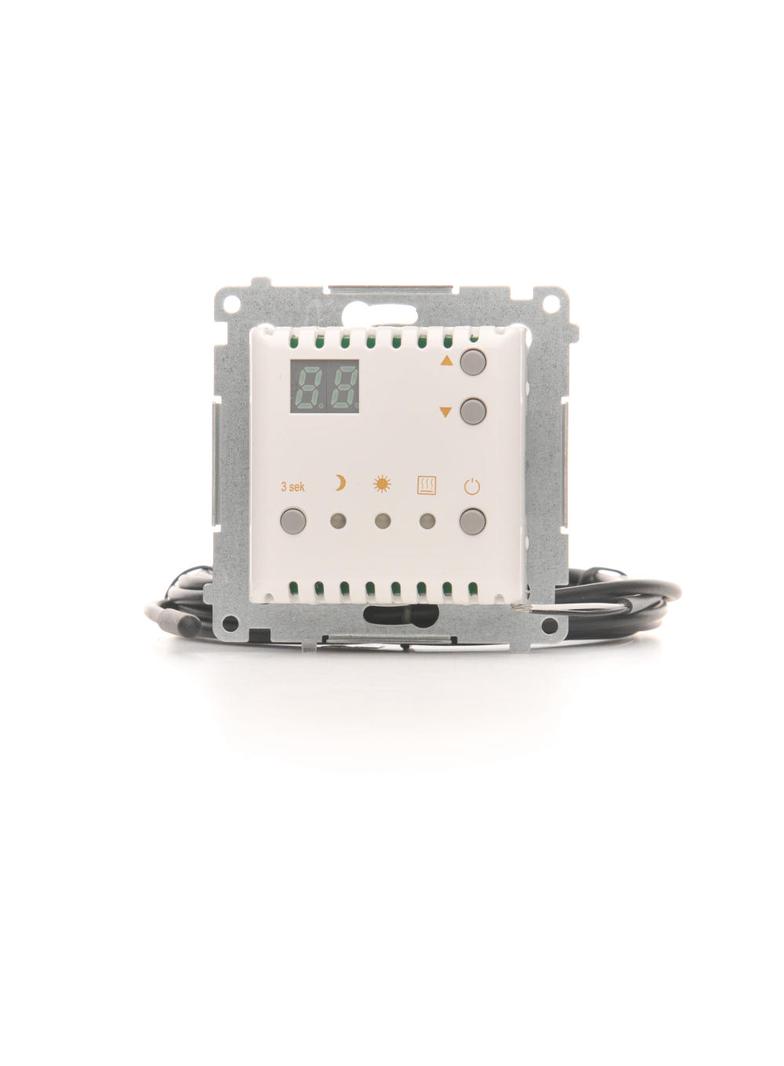 Simon 54 Regulator temperatury z wyświetlaczem z czujnikiem zewnętrznym 16(2) A 230V biały *W komple