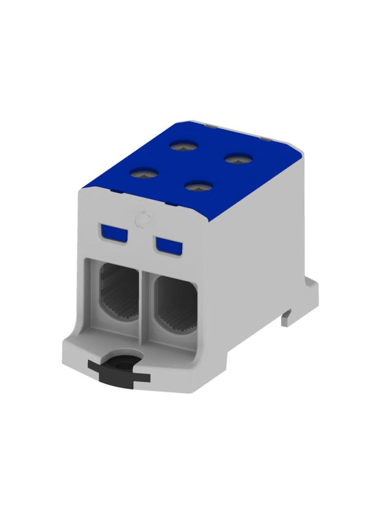 VC05-0038 ,  Złączka szynowa gwintowa rozgałęźna AL, CU, 35-240mm2, TS 35, 1 tor, 4 otw. zaciskowe,