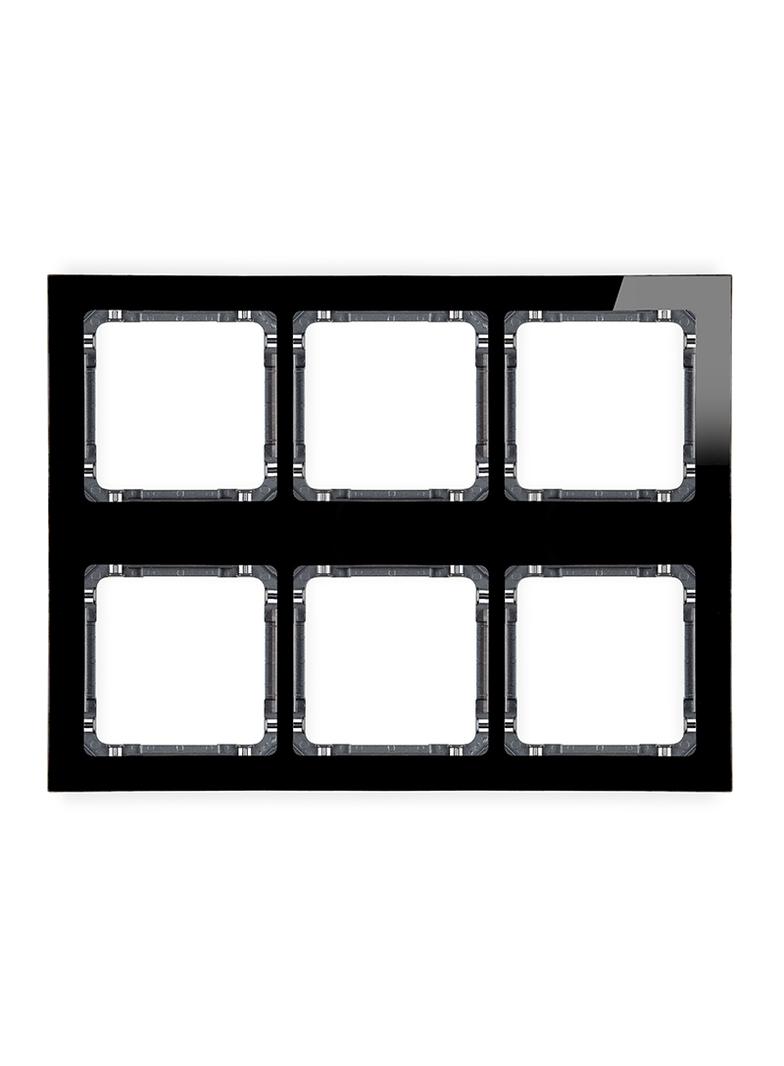 DECO Ramka modułowa 6 krotna (3 poziom, 2 pion) - efekt szkła (ramka czarna; spód grafitowy)
