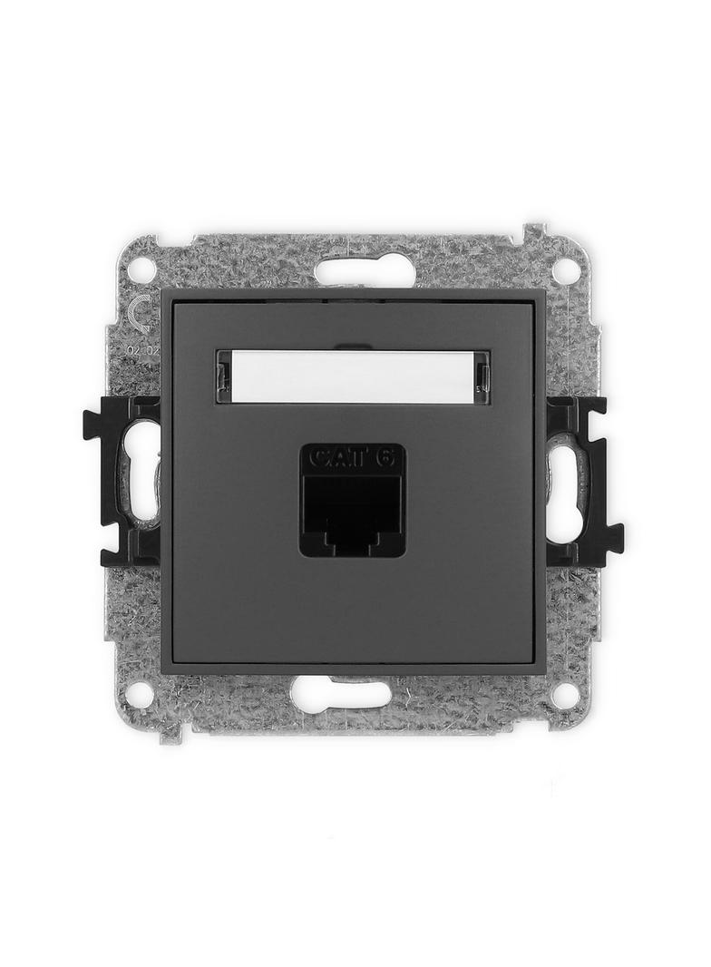 ICON Mechanizm gniazda komputerowego pojedynczego 1xRJ45, kat. 6, 8-stykowy grafitowy mat