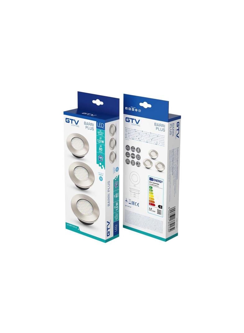 ZESTAW LEDOWY BARRI PLUS, 3X OPRAWA OKRĄGŁA WPUSZCZANA 27 LED 3528SMD, ZIMNY BIAŁY, 230V, 1.5W