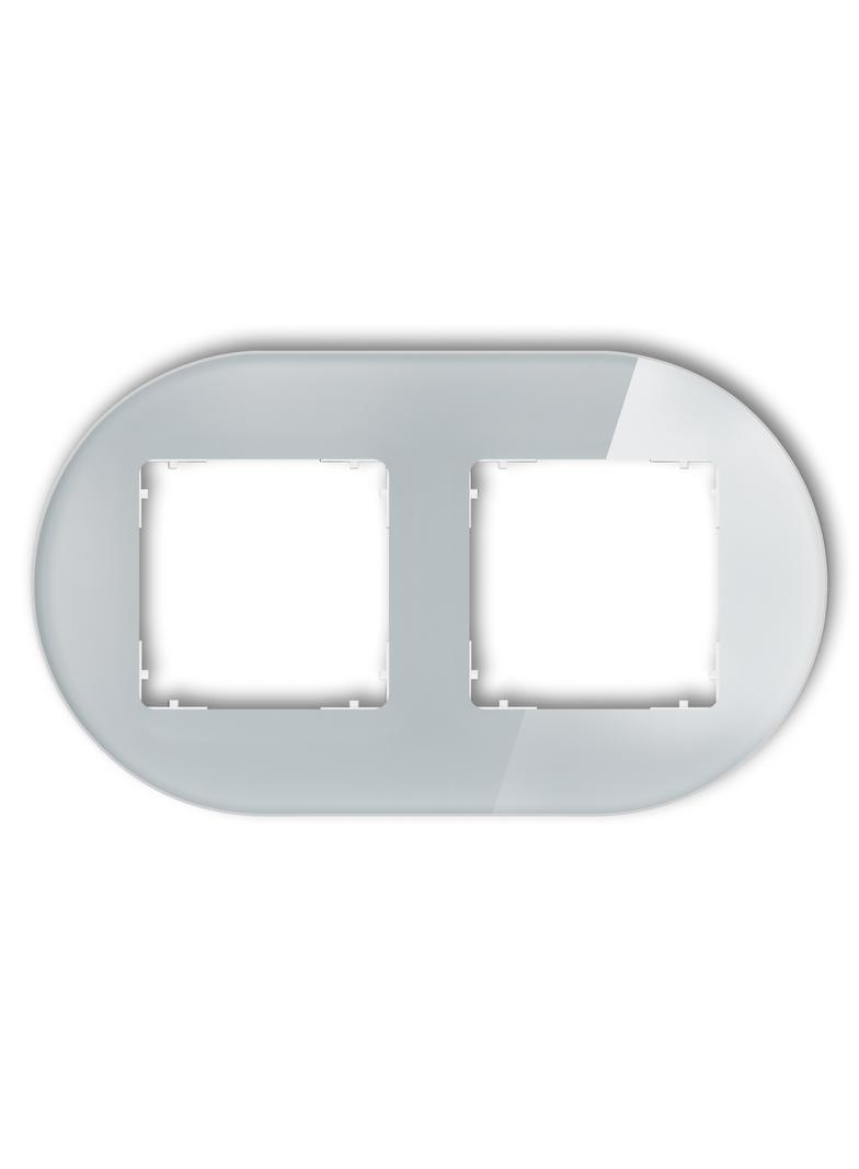 ICON Ramka uniwersalna podwójna okrągła - efekt szkła (ramka: szara; spód: biały) szary