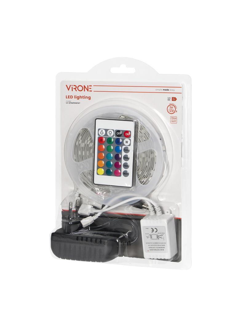 Zestaw taśma LED 12V 5050 100 30L 7.2W/m IP20 RGB 5m +Sterownik RGB +Zasilacz 12V