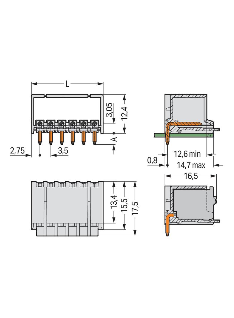 Wtyk picoMAX raster 3,5mm 4‑biegunowy z kątowymi pinami lutowniczymi 2091‑1424 /200szt./ WAGO