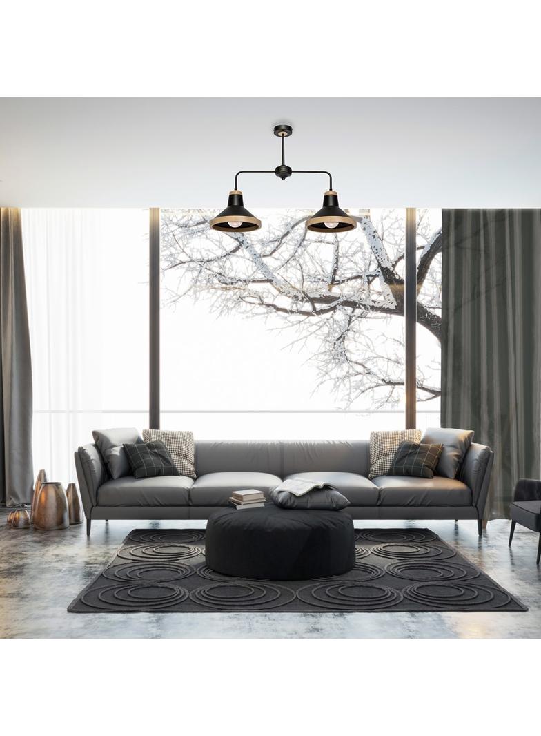 MILAGRO Lampa sufitowa SALMA BLACK / WOOD 2xE27