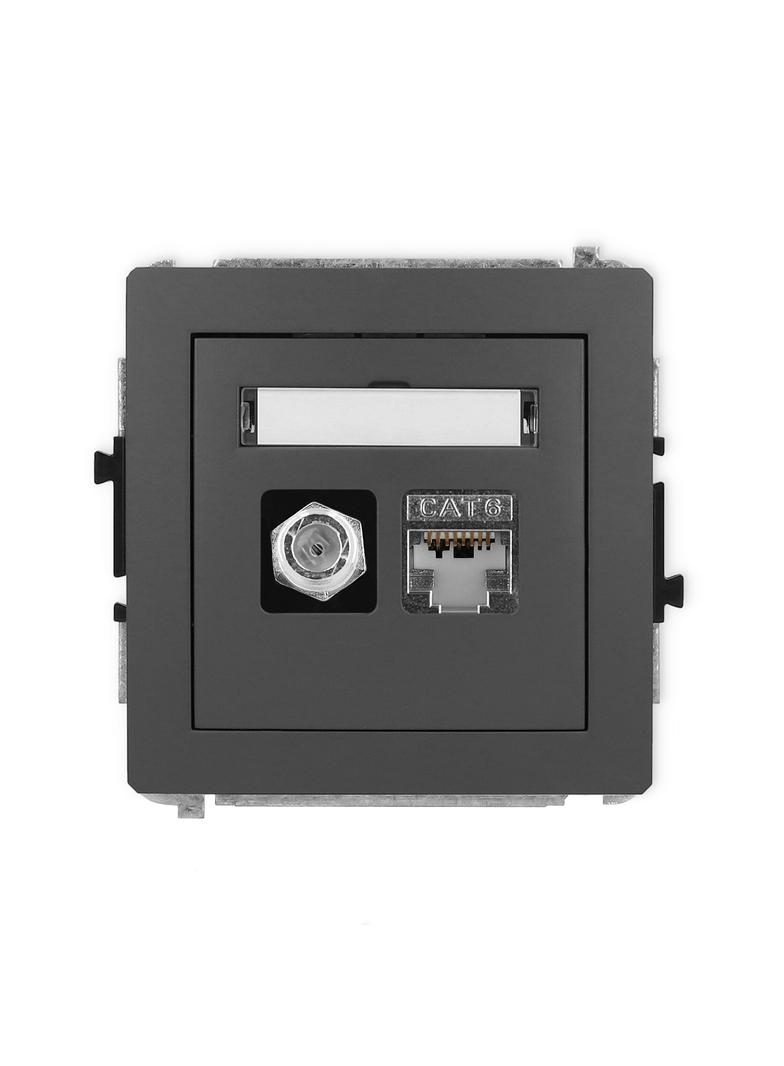 DECO Mechanizm gniazda antenowego poj. typu F (SAT) + gniazda komp. poj. 1xRJ45, kat. 6 ekranowany,