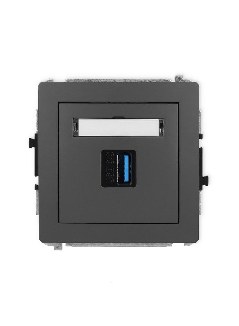 DECO Mechanizm gniazda pojedynczego USB A-A 3.0 grafitowy mat