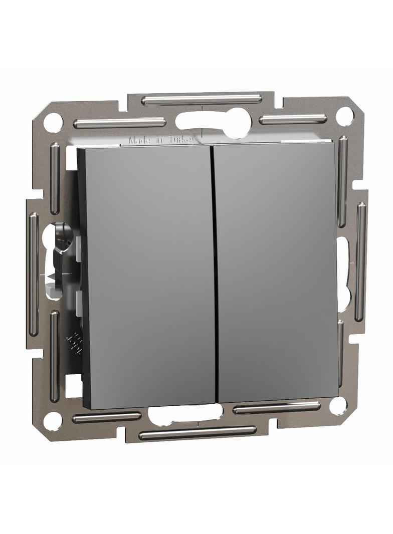 Asfora, przycisk podwójny, bez ramki, antracyt