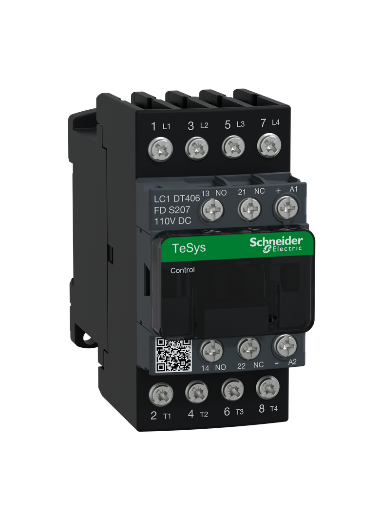 Stycznik mocy TeSys D AC1 40A 4P 4Z kolejowy cewka 24VDC niski pobór LC1DT406FDS207 Schneider
