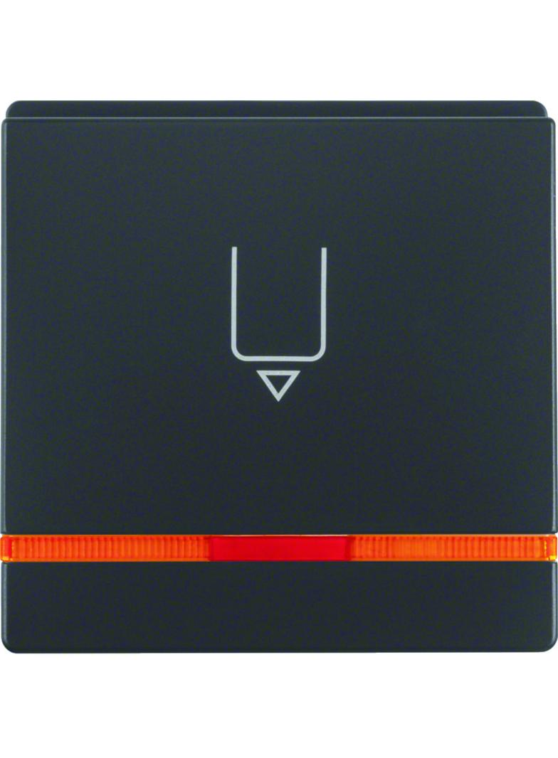 BERKER Q.x Nasadka do łącznika na kartę hotelową z nadrukiem i pomarańczową soczewką antracyt aksami