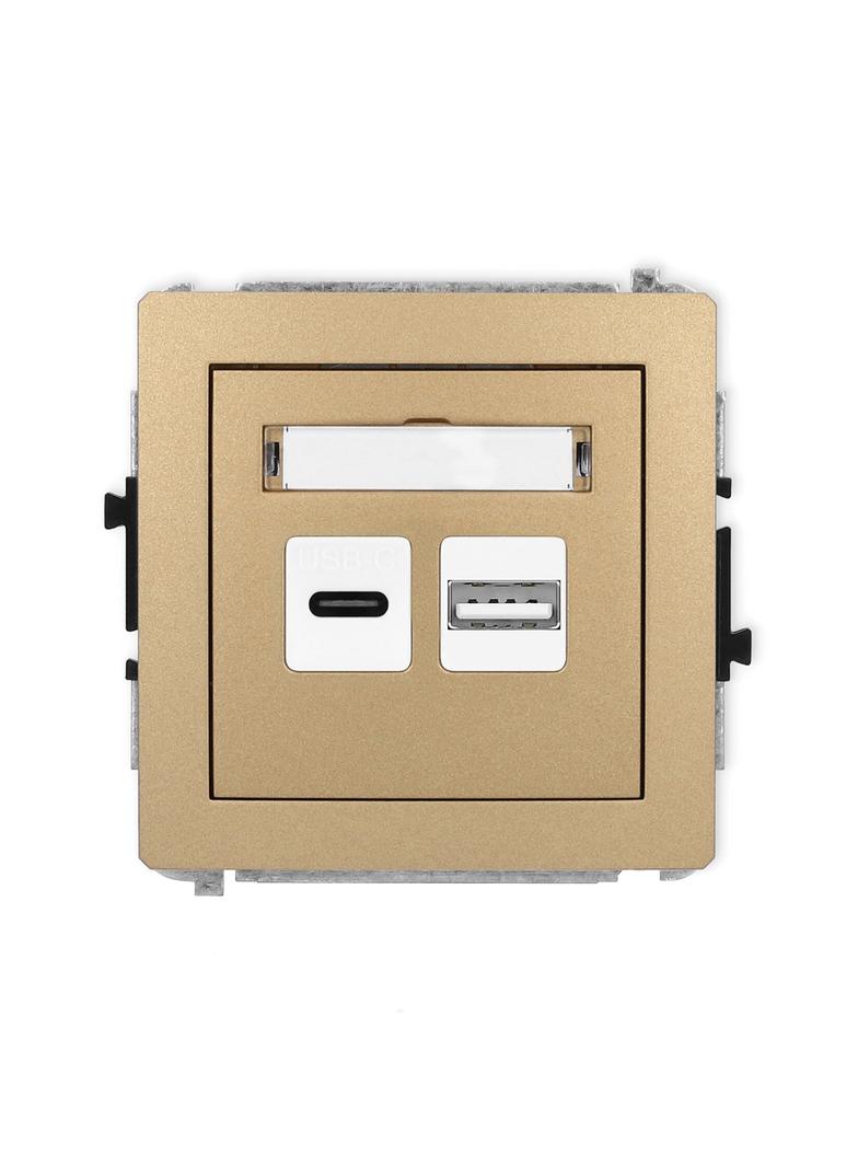 DECO Ładowarka USB podwójna USB C + USB A, 20W max. złoty metalik 8DCUSB-8 KARLIK
