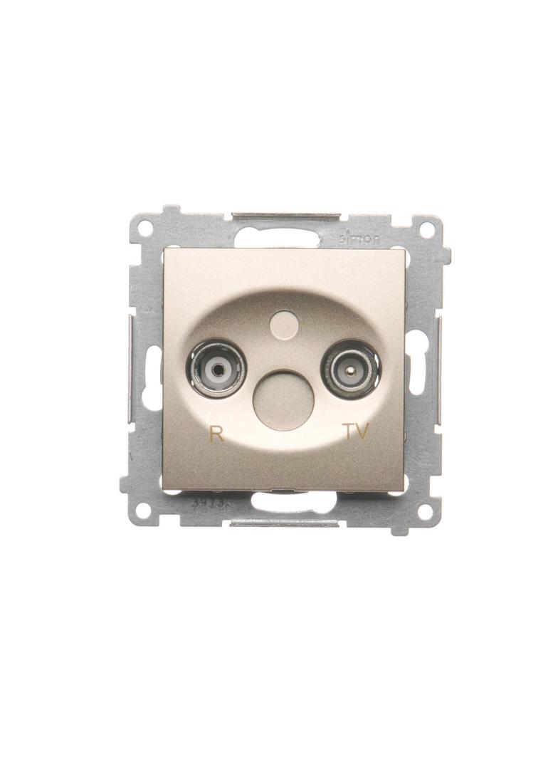 Simon 54 Gniazdo antenowe R-TV przelotowe tłumienie TV i R 10 dB złoty mat