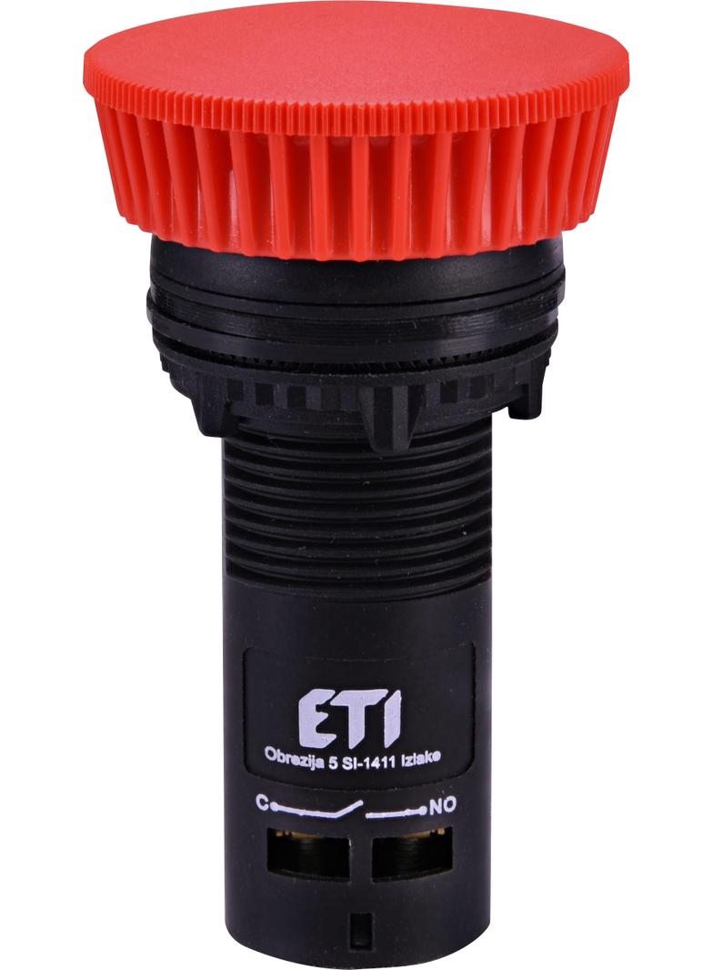 ECM-P10-R - Przycisk kompaktowy z guzikiem-grzybek, 1NO, Czerwony