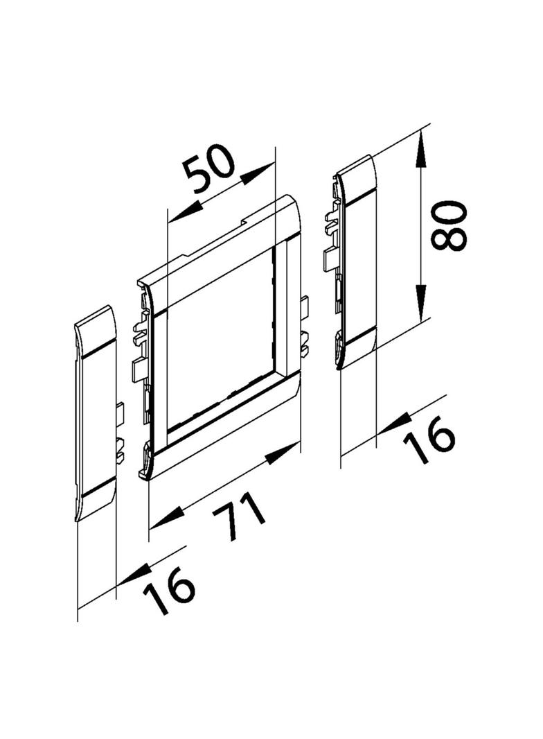 tehalit.WA Maskownica 80mm 1-krotna 50x50mm PC-ABS bezhalogenowy lakier alu