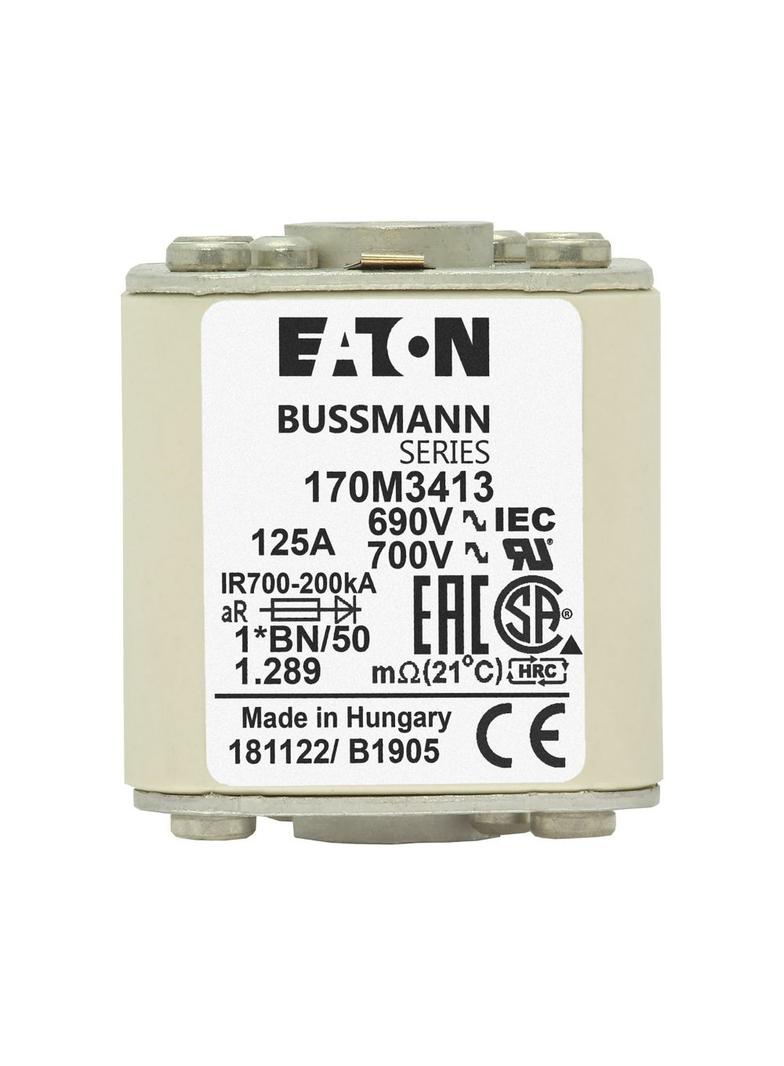 FUSE 125A 690V 1*BN/50 AR UC Wkładka szybka 125A AC 690V rozmiar 1 45x59x51 mm aR I 170M3413 EATON