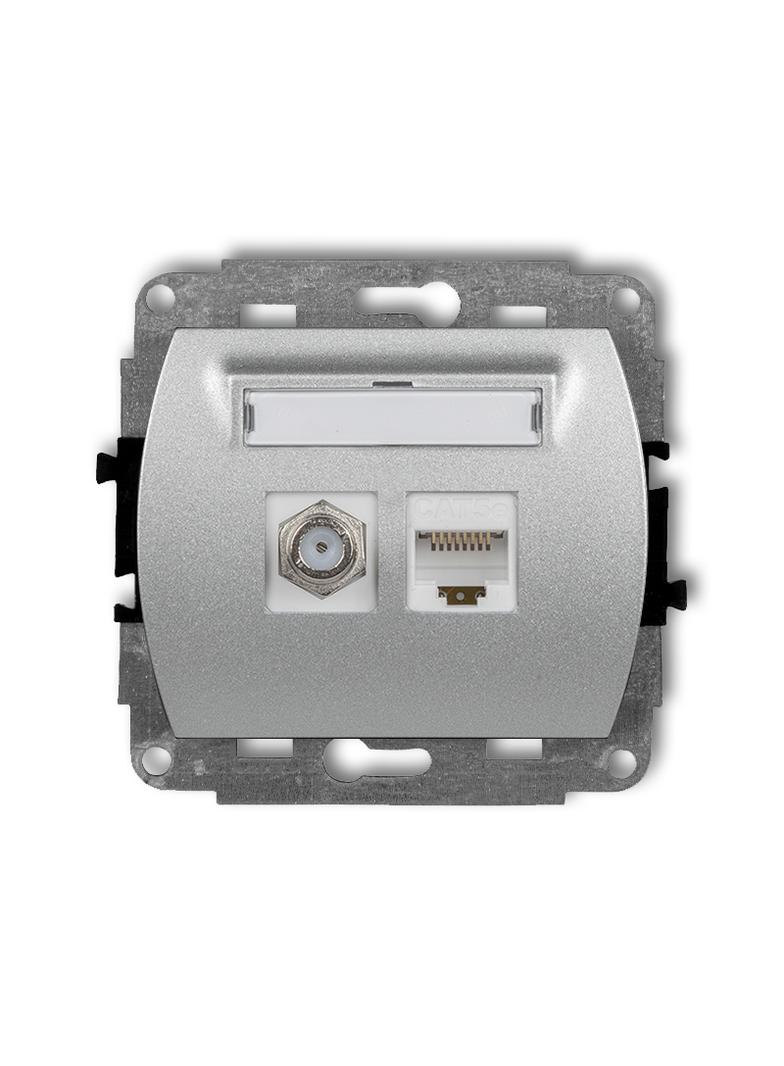 TREND Mechanizm gniazda antenowego poj. typu F (SAT) + gniazda komp. poj. 1xRJ45, kat. 6, 8-stykowy