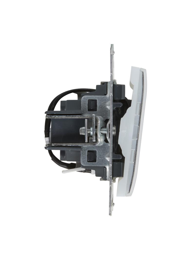 SUNO - Przycisk pojedynczy z podświetleniem - 6 A - 250 V~ - zaciski automatyczne, Aluminium, Legran