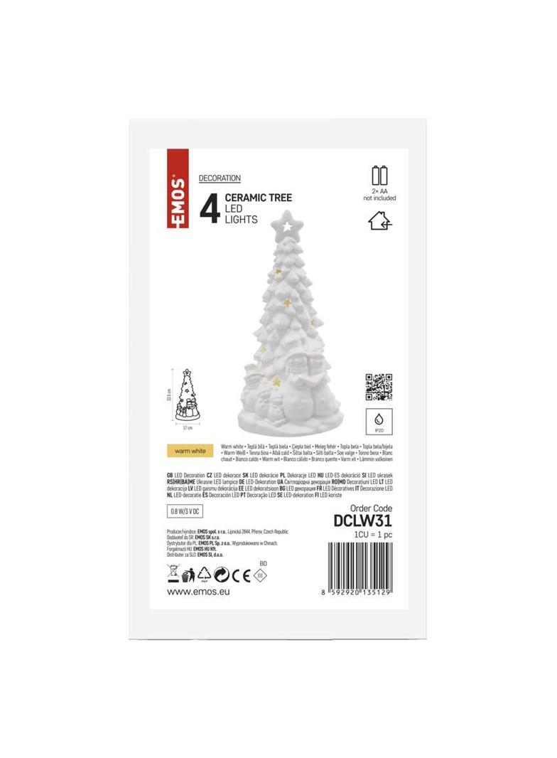 Choinka ceramiczna dekoracje 4 LED 33,5 cm 2x AA ciepła biel IP20 DCLW31 EMOS