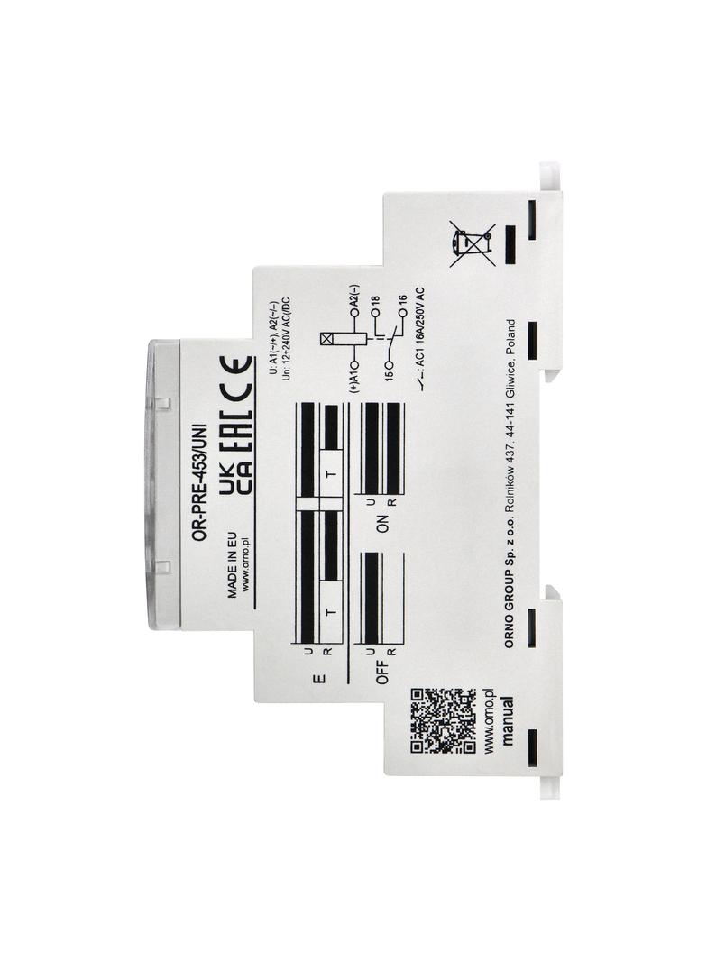 Przekaźnik czasowy- opóźnione załaczenie uniwersalne zasilanie OR-PRE-453/UNI ORNO
