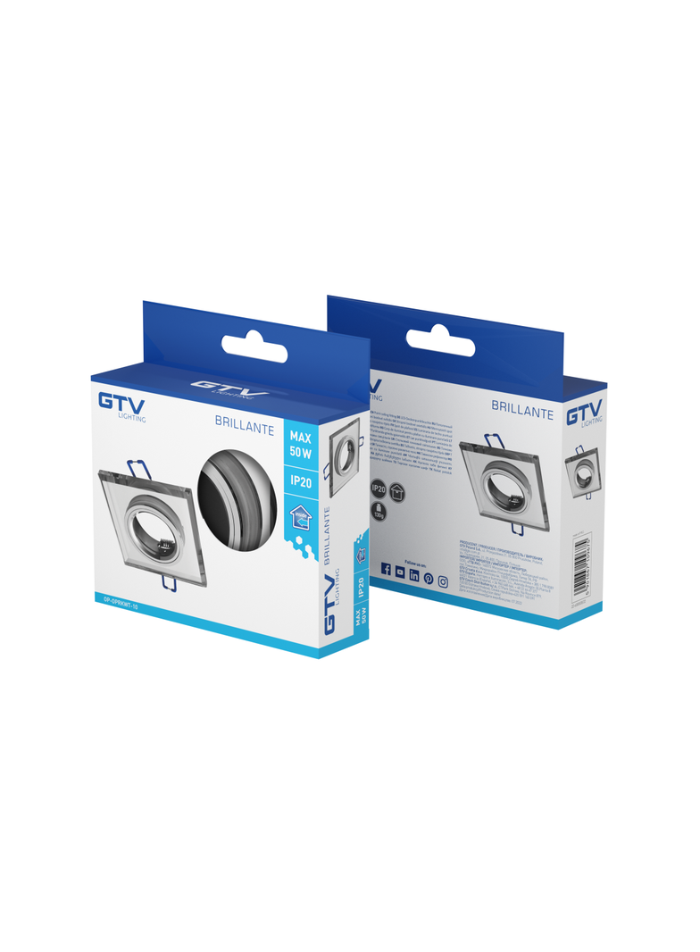 SUFITOWA OPRAWA PUNKTOWA BRILLANTE, SZKŁO, BIAŁY KRYSZTAŁ, KWADRAT