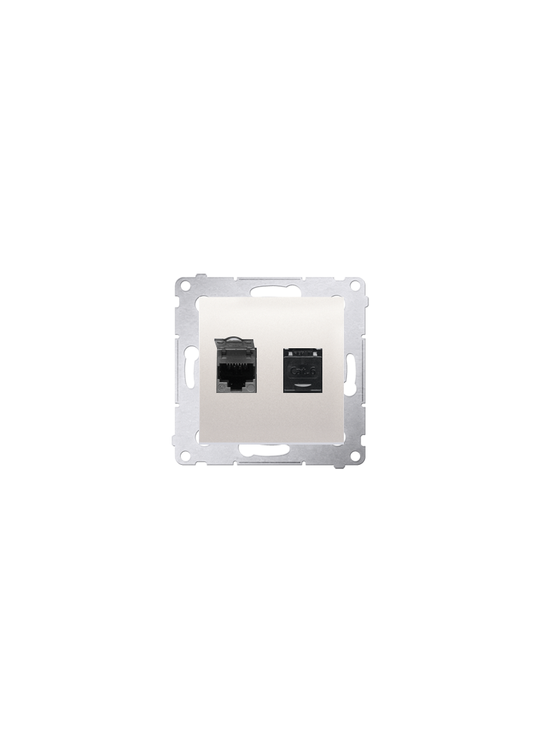 Simon 54 Gniazdo komputerowe podwójne RJ45 kategoria 6 z przesłoną przeciwkurzową kremowy D62.01/41 KONTAKT