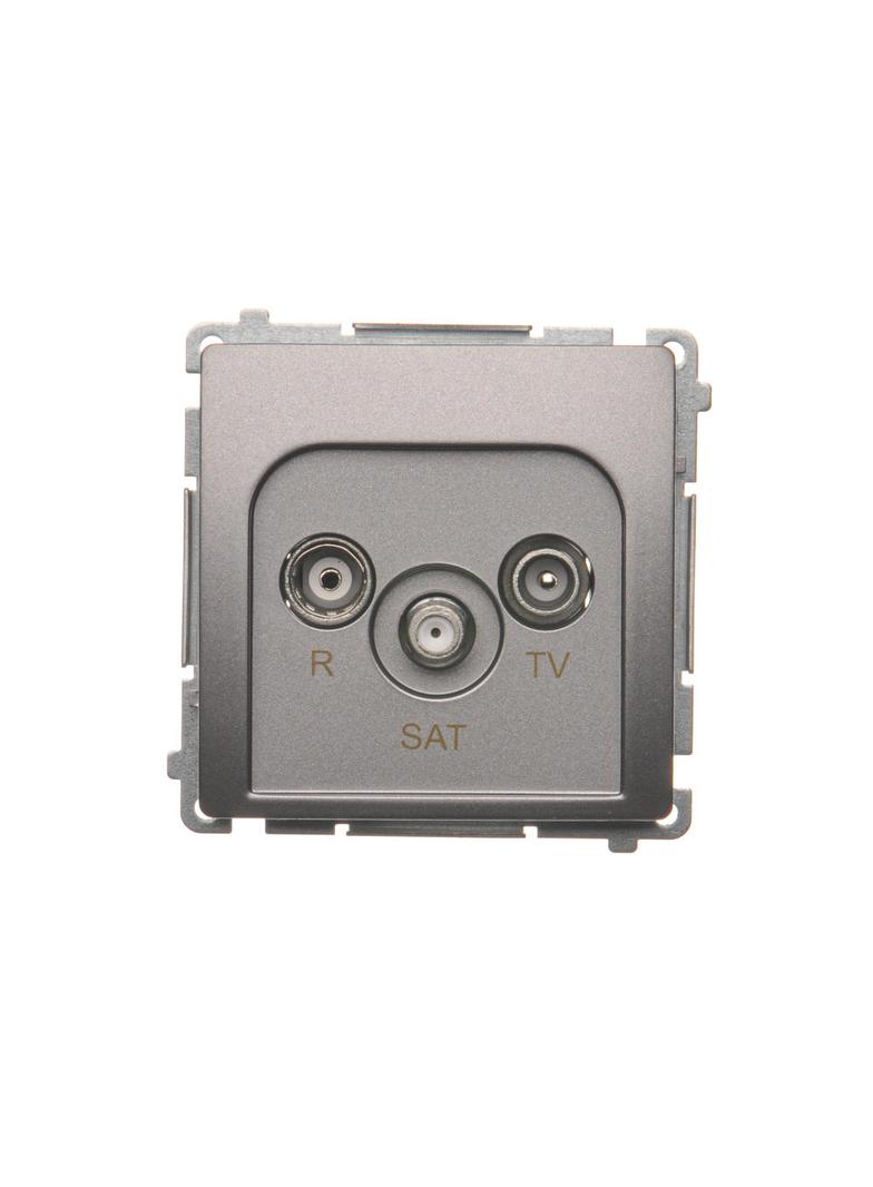 Simon Basic Gniazdo antenowe R-TV-SAT przelotowe 1x wejście: 5 MHz–24 GHz stal inox BMZAR-SAT10/P.01/21 KONTAKT