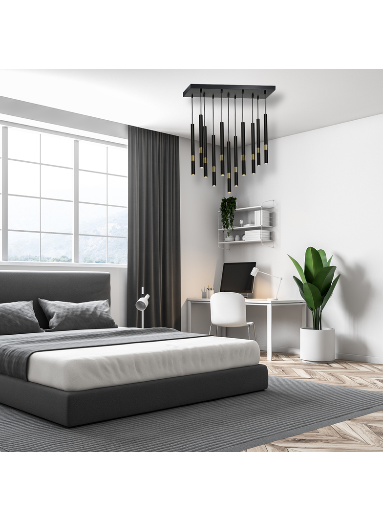 MILAGRO Lampa wisząca MONZA BLACK/GOLD 11xG9 8W